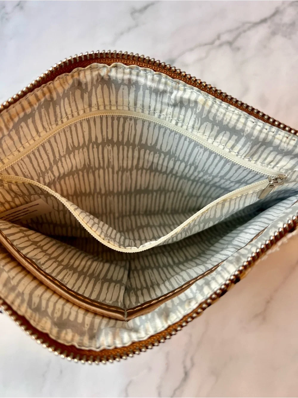 Violet Ray Woven Stripe Fringe Clutch Purse Bag Cream and Black